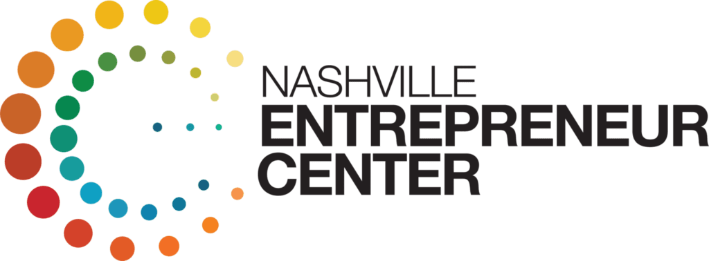 This image features the logo of the nashville entrepreneur center, showcasing a circular motif made of colorful dots that symbolizes connectivity and innovation, accompanied by the organization's name in a clean, modern font.